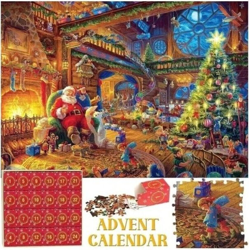 Sendt fra Sverige Puslespill adventskalender 2024, 1008 puslespillbiter 24-dagers julenedtelling adventskalendere