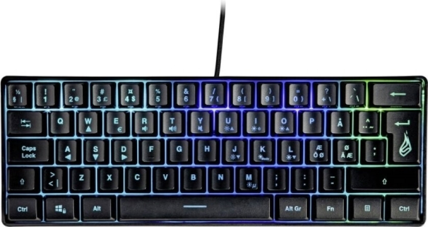 Surefire Kingpin X1 - Gamingtastatur - Bagbelyst - Kabel (Usb) - Nordisk Layout - 60% - Sort