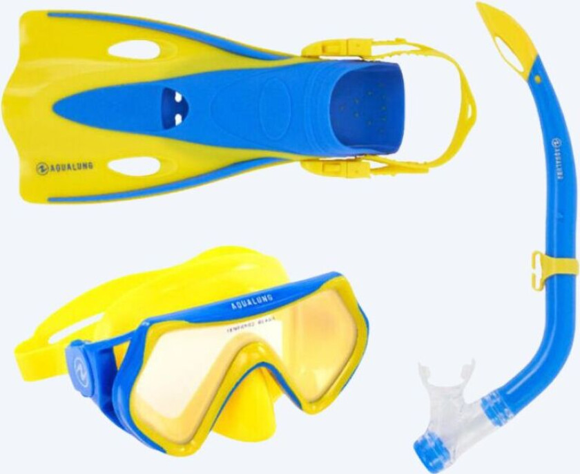 snorkelsett til barn - Hero - Gul/blå - Snorklesett med svømmeføtter - Barn