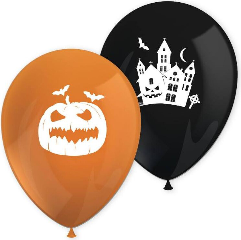 Ballonger Halloween -Svart og Oransje- pk/8