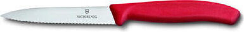 grønnsak- & skrellekniv bølgetannet 10 cm Rød