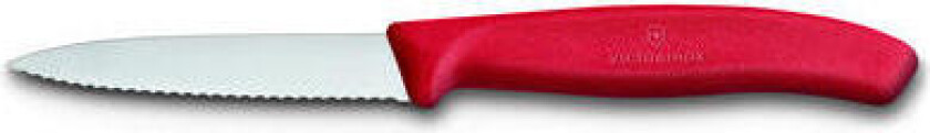 grønnsak- & skrellekniv bølget 8 cm Rød