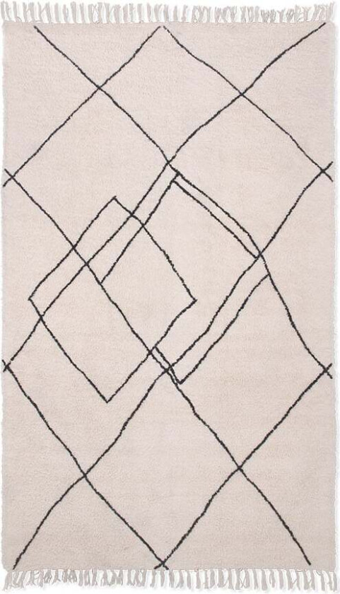 Håndvevd teppe 150x240 cm Zigzag svart-hvit
