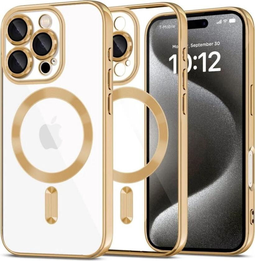 iPhone 16 Pro Max Tech-Protect Magmat Deksel - MagSafe Kompatibel - Gjennomsiktig / Gull