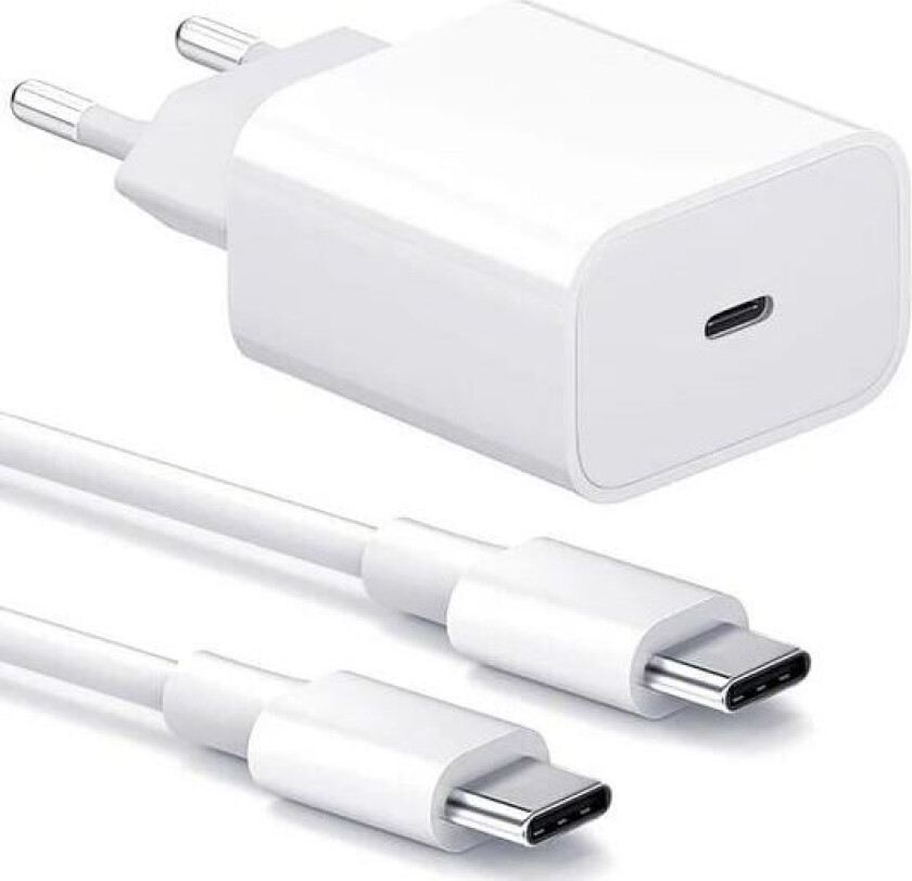 Lader for iphone 15/16 Series Hurtiglader 25W USB-C Adapter + Kabel 2M