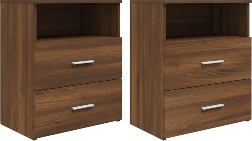 Bilde av beBasic Nattbord 2 stk brun eik 50x32x60 cm - Brun