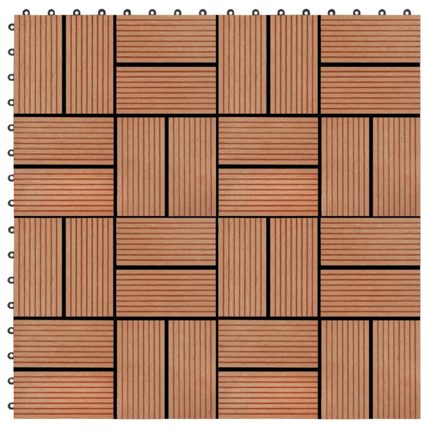 Bilde av Terrassebord 11 stk WPC 30x30 cm 1 kvm teak-farget