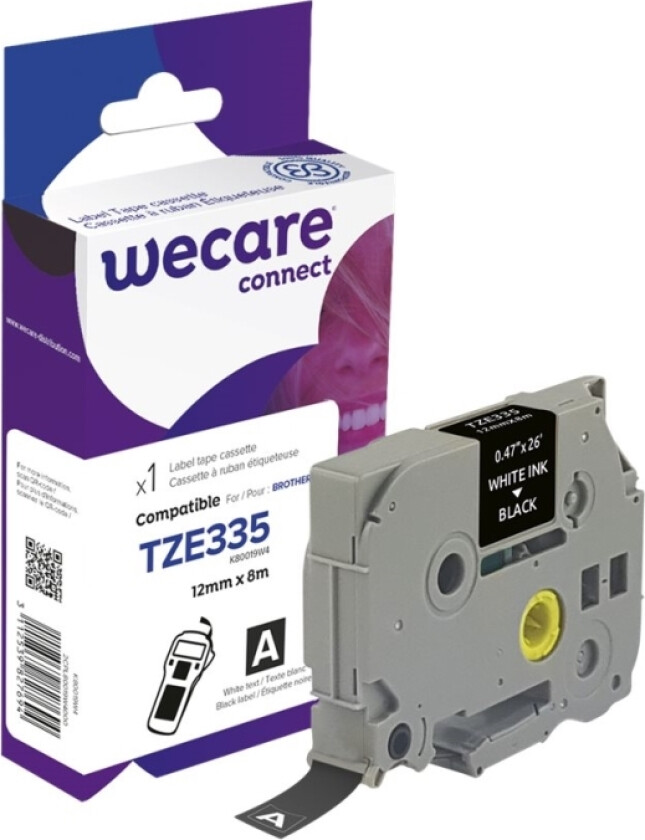 Wecare - Hvit - Rull (1,2 Cm X 8 M) 1 Kassett(Er) Merketape - For Brother Pt-D210, D600, H110 P-Touch Pt-1005, 1880, E310, E800 P-Touch Cube Plus P