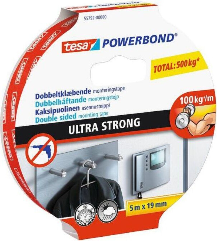 Ultra Strong Dobbeltsidig monteringsteip 5 m