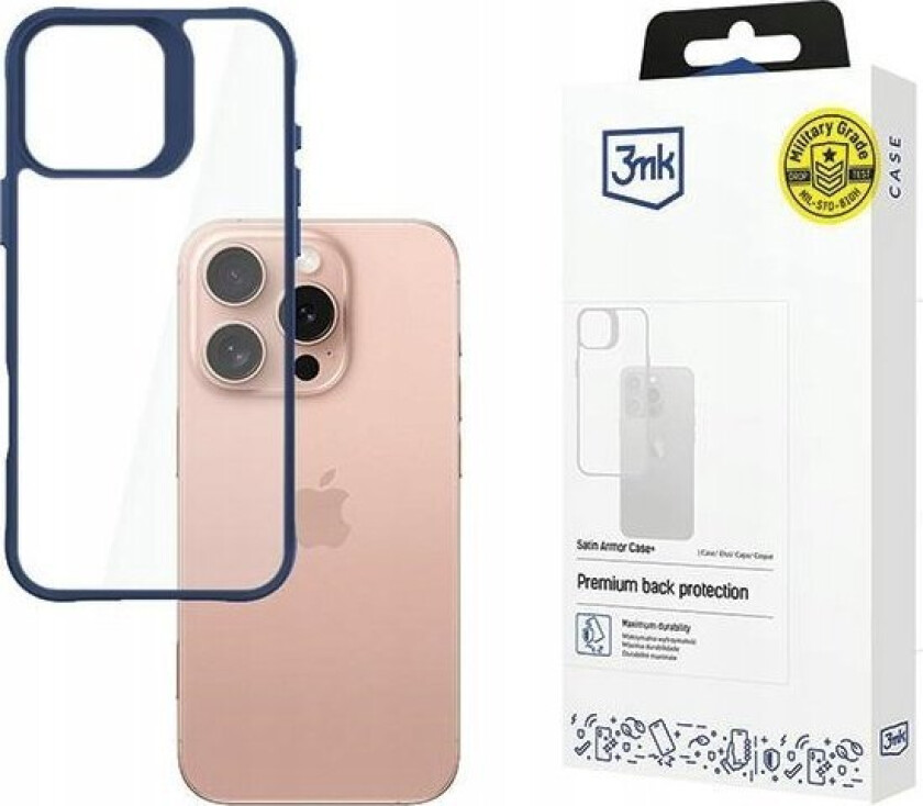 3Mk Satinarmor+ Case Iphone 16 Pro 6.3" Blue/Blue Military Grade