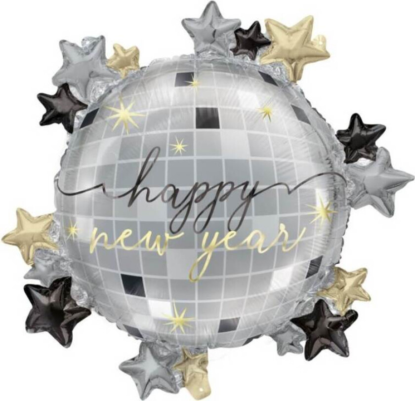 Folieballong Sølv "Happy New Year"
