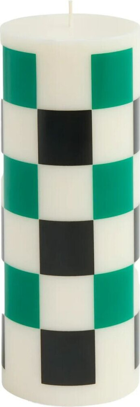 HAY Column Candle kubbelys medium 20 cm Off white-green-black check