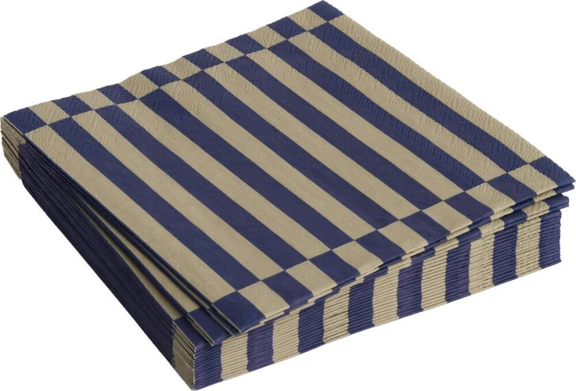 HAY Pattern Lunch Stripe serviett 33x33 cm 20-pakning Dark blue-dark sand pillar
