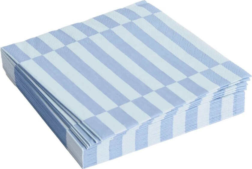HAY Pattern Lunch Stripe serviett 33x33 cm 20-pakning Light blue-dusty blue pillar