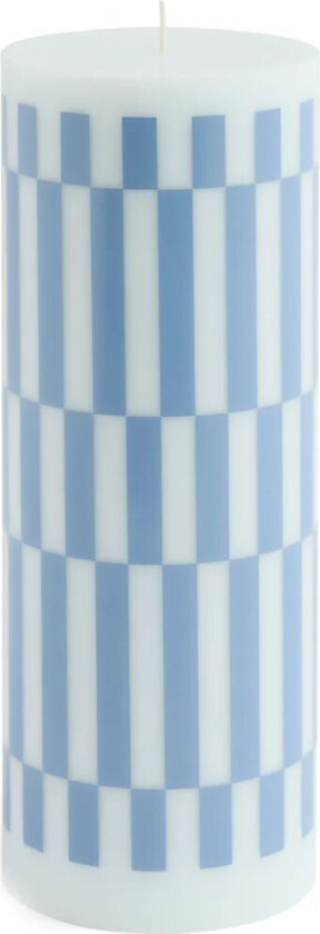HAY Column Candle kubbelys large 25 cm Light blue-dusty blue check
