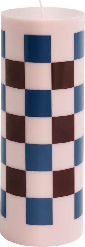 HAY Column Candle kubbelys large 25 cm Pink-bordeaux-dark blue check