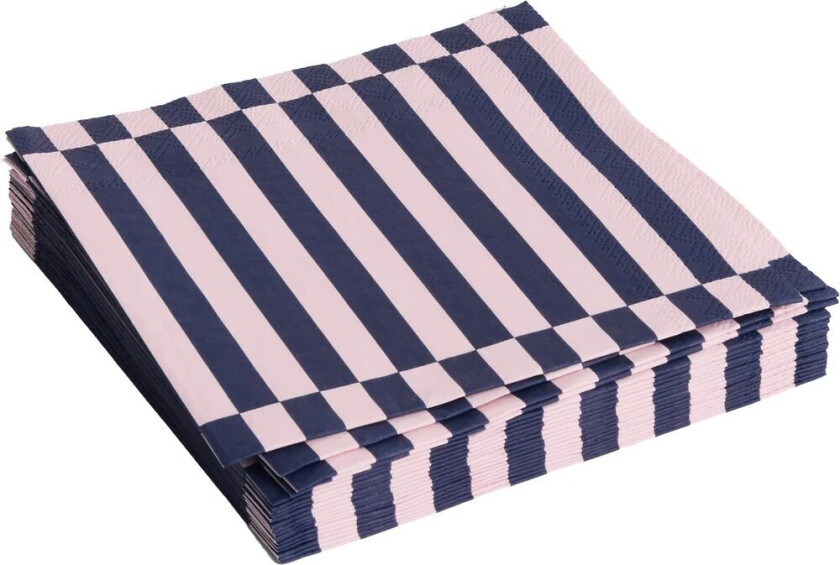 HAY Pattern Lunch Stripe serviett 33x33 cm 20-pakning Light pink-dark blue pillar