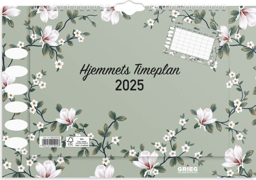 Kalender Grieg Hjemmets Timeplan 2025