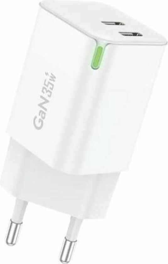 Wall charger GaN 35W 2x USB-C 2.4A (white)