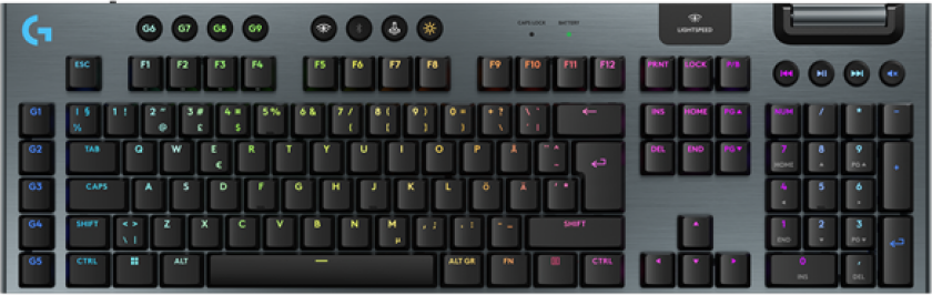 Bilde av G915 X LIGHTSPEED - Tactile - 100% (full størrelse - standard) - Gamingtastatur - Nordisk - Svart