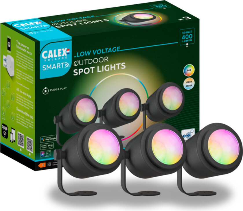 Smart utendørs spotlight 3 stk
