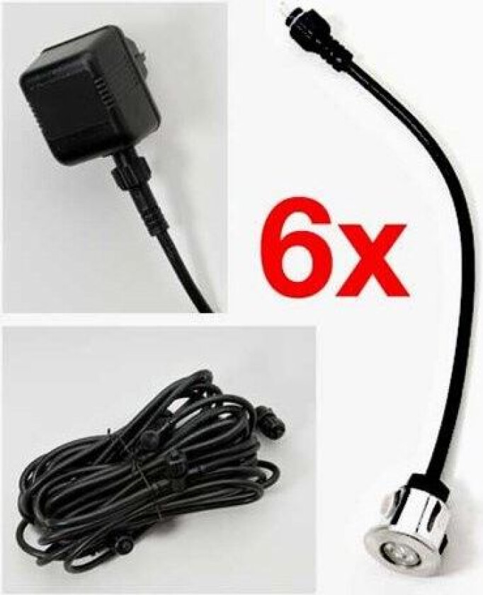 Markspot LED mini 6st/set varmhvit ink transformator 12V. 7464-000
