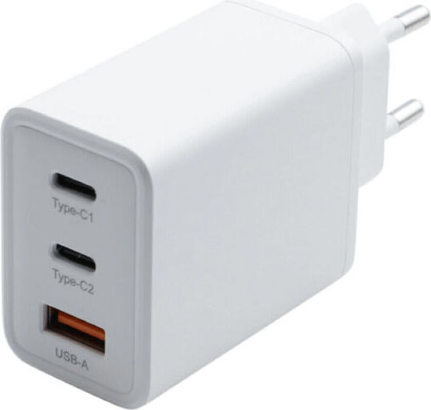 Gan hurtiglader 65 W 3 Porter, hvit