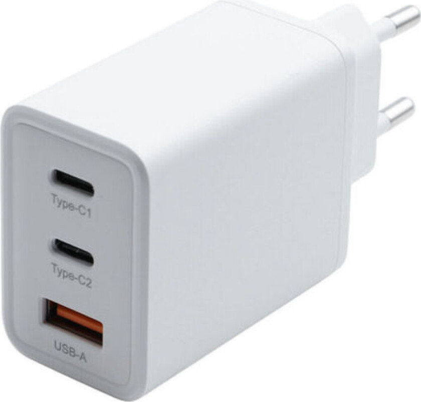 Gan hurtiglader 65 W 3 Porter, hvit