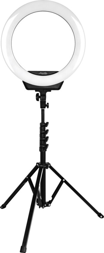 16" ringlys med stativ, svart