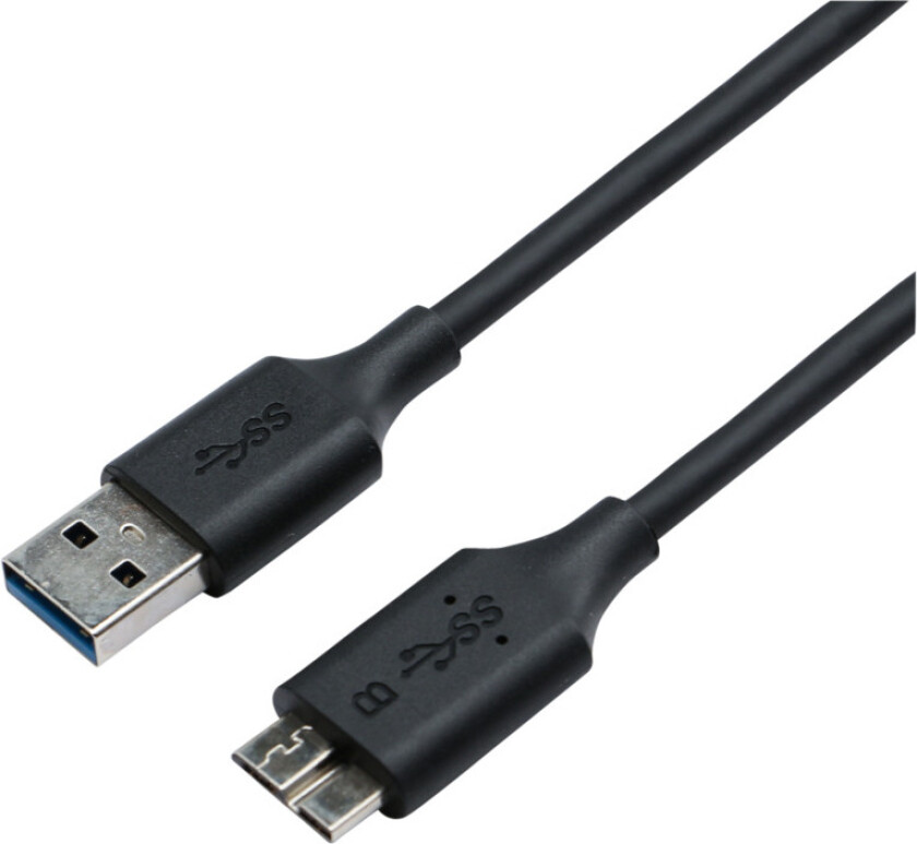 USB 3.0 Am - Micro BM 2M kabel, svart