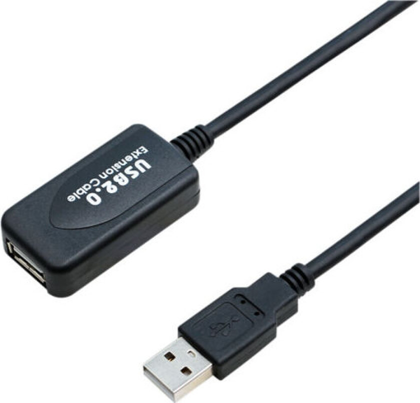USB 2.0 Am - Af 10M Skjøtekabel, svart