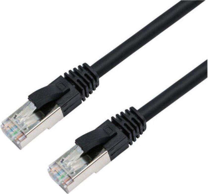 CAT8 S/FTP nettverkskabel 0,5M, svart