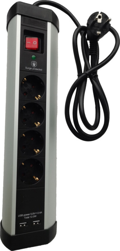 4-veis USB skjøteledning med Bryter 1,4 m