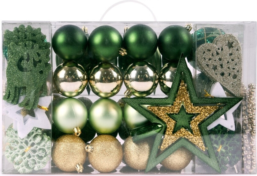 Juletrepynt 86Stk, grønn gull
