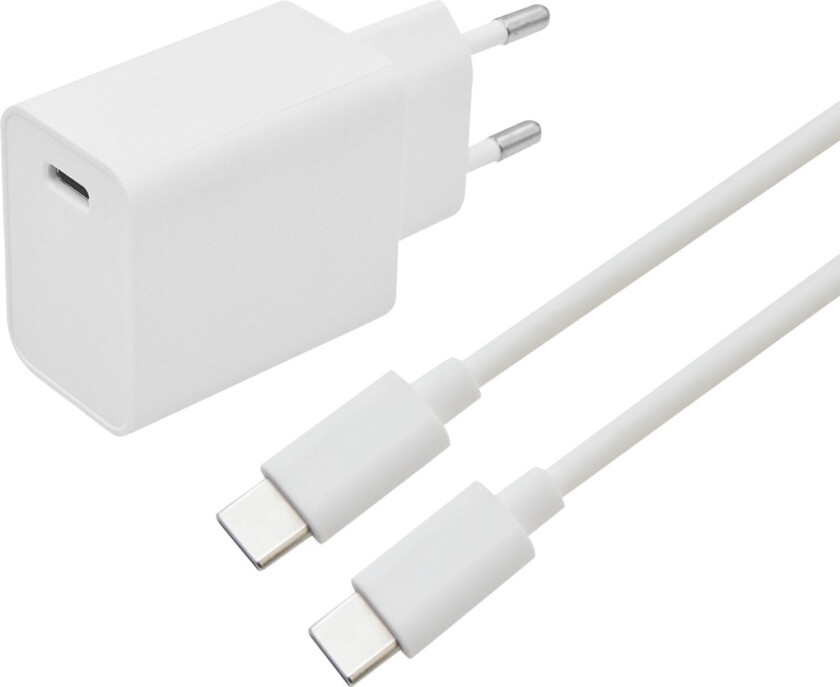 hurtiglader Sett USB-C 20 W 1 M, hvit