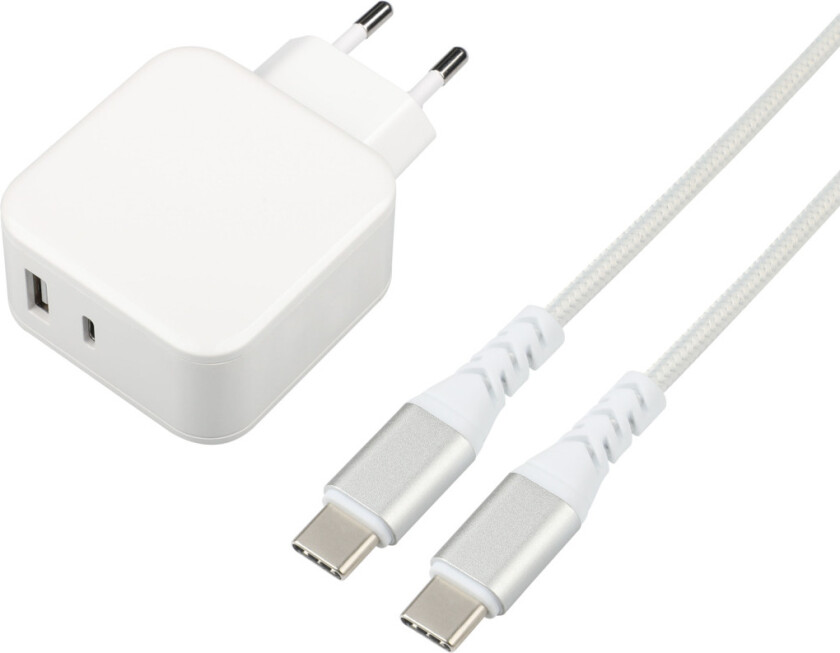 hurtiglader Sett USB-C 32 W 1 M, hvit