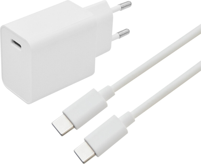 hurtiglader Sett USB-C 20 W 1 M, hvit