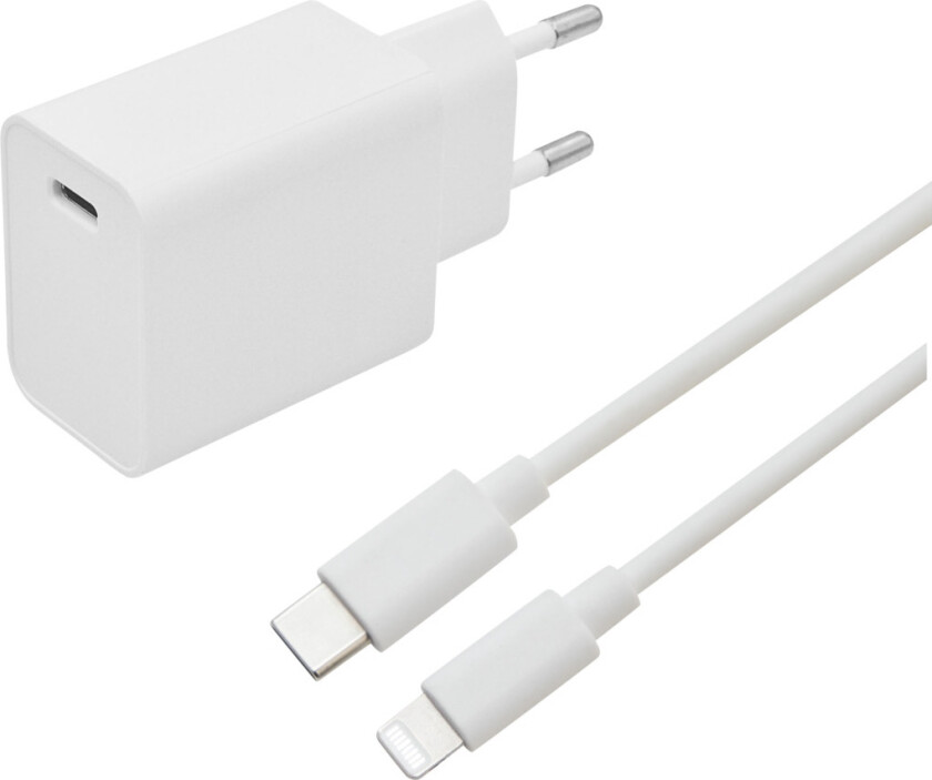 hurtiglader Sett Apple 20 W 1 M, hvit
