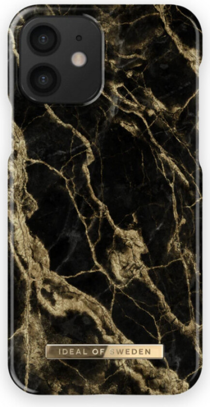 Case iPhone 12 Mini deksel, golden Smoke marble