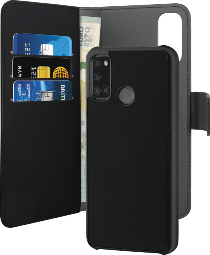 Wallet Eco-Leath 2IN1 Samsung Galaxy A21S lommeboketui, svart