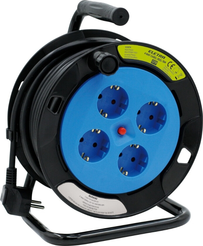 4-veis kabeltrommel 15 m