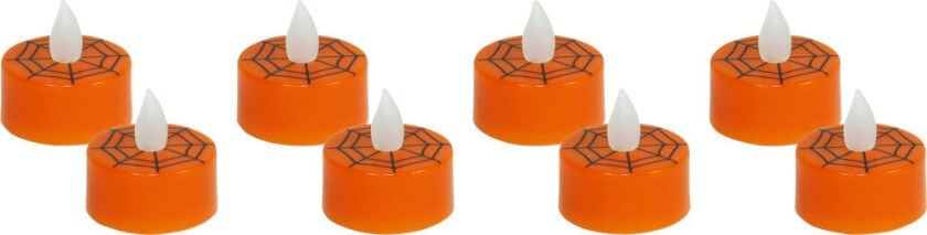 Halloween oransje LED Telys 8 stk