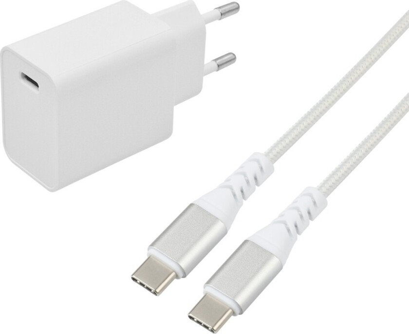 hurtiglader Sett USB-C 1 M, hvit