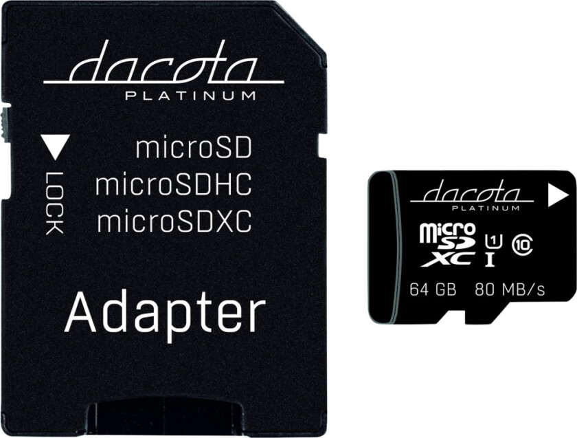 Micro-Sdhc 64 GB C10 80 Mb med adapter