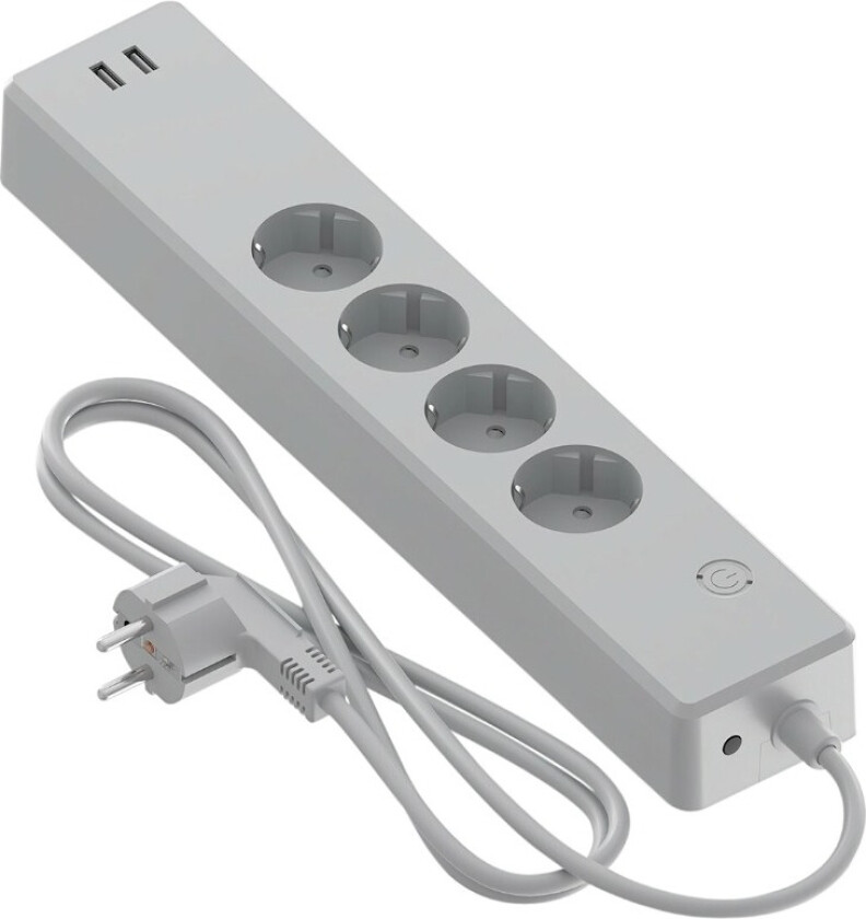Smart Strømuttak 4-veis + 2 X usb