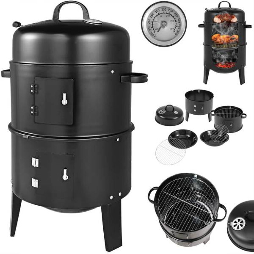 BBQ Smoker Grill Røyking/Grilling - sort