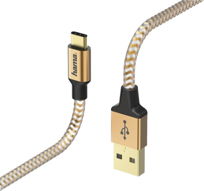 USBC-USBa kabel 1,5 M, oransje Reflekterende nylon