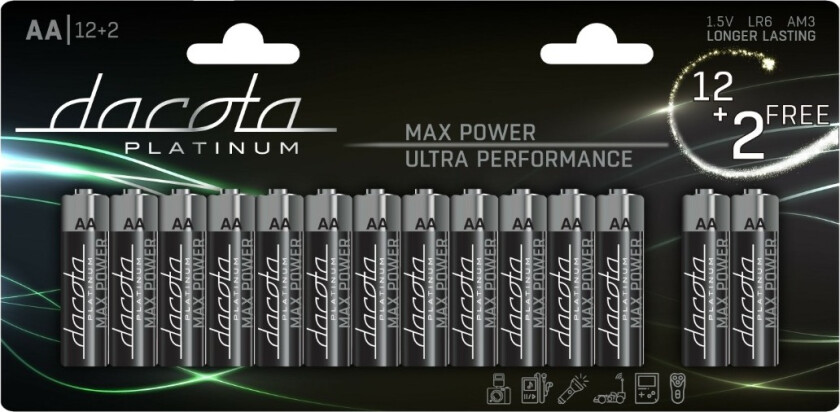 Max Power AA batterier, 14 stk