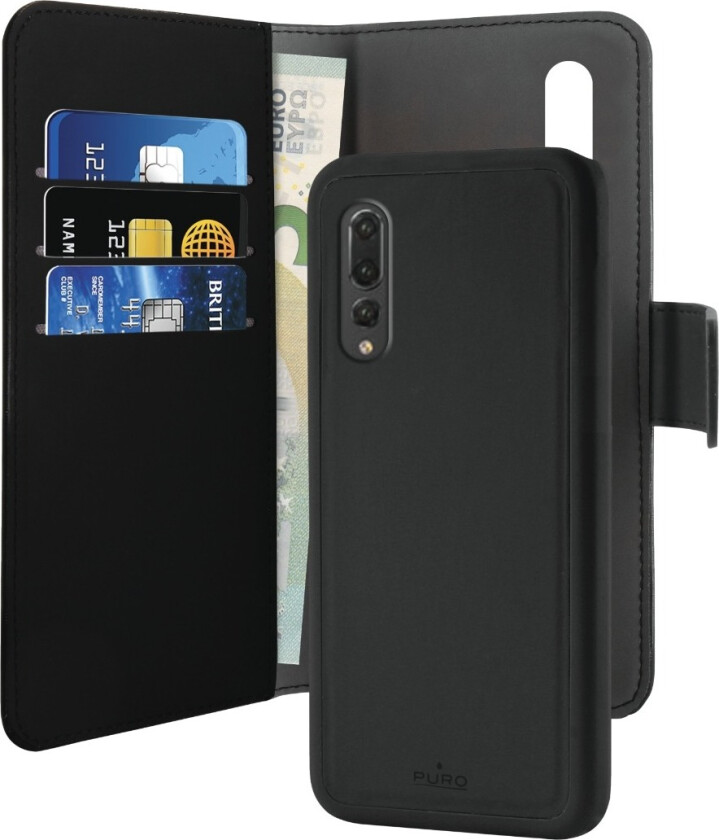 Wallet Eco-Leath 2IN1 Huawei P30 Lite lompakkokotelo, svart