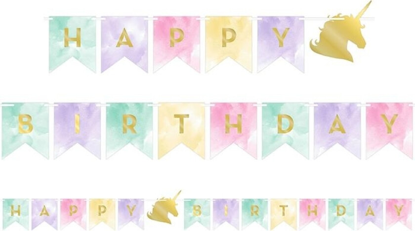 Enhjørning "Happy Birthday" partybanner